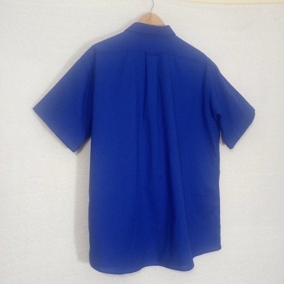 Madison Avenue Men's Button Up Short Sleeve Shirt Royal Blue Made in Size 17 1/2 - Picture 2 of 9